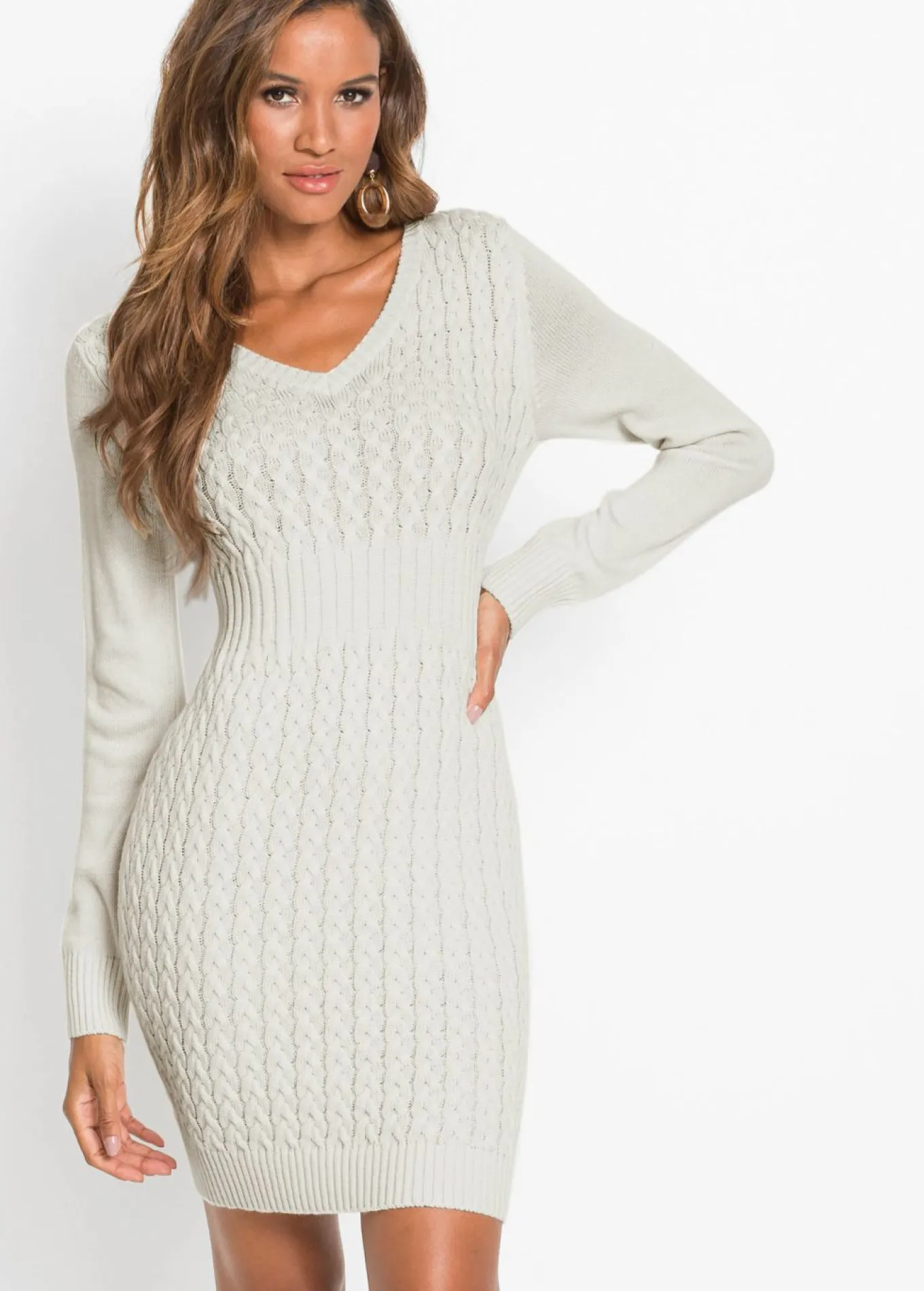 Vestido de punto con patrón trenzado