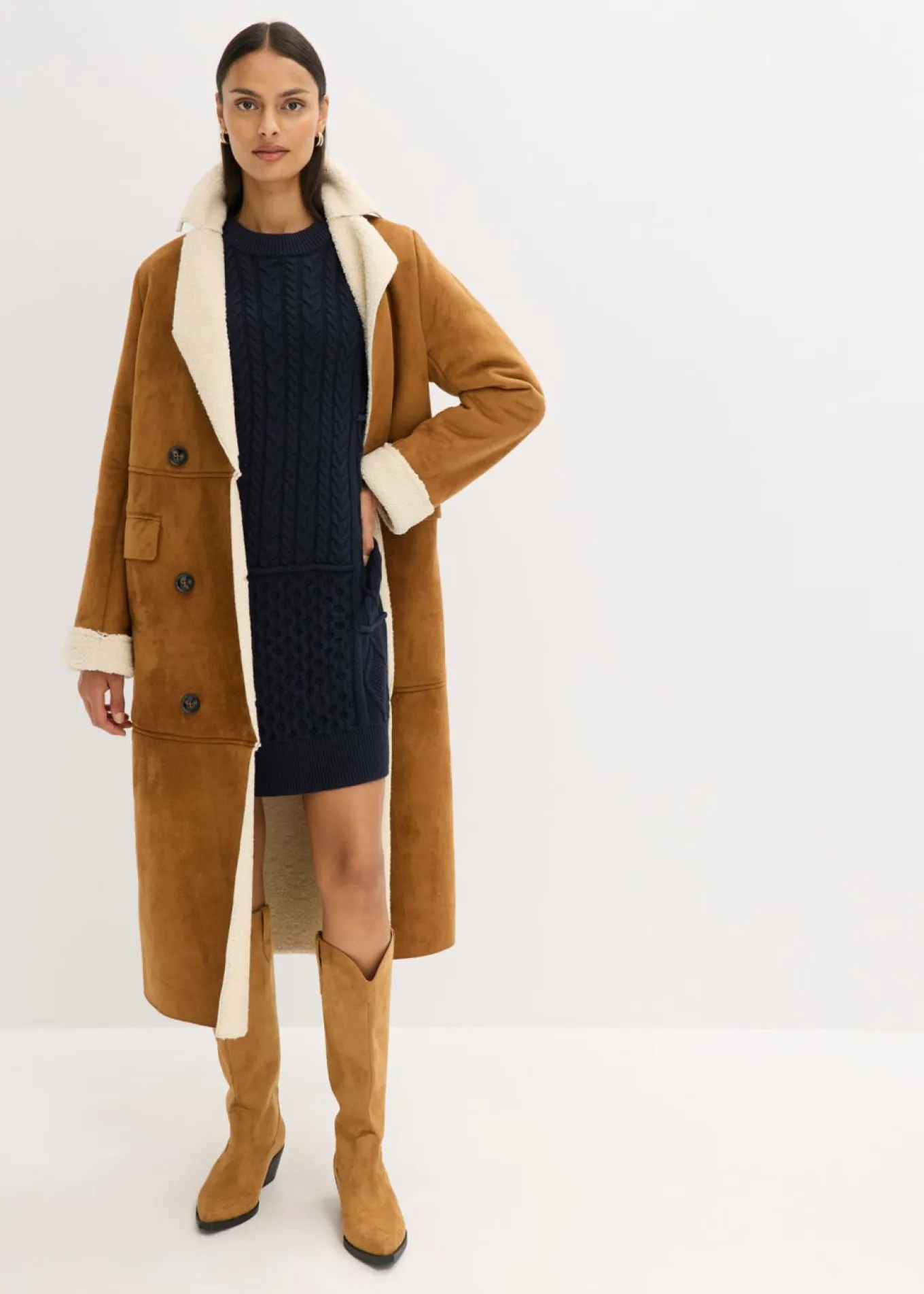 Vestido de punto con patrón trenzado