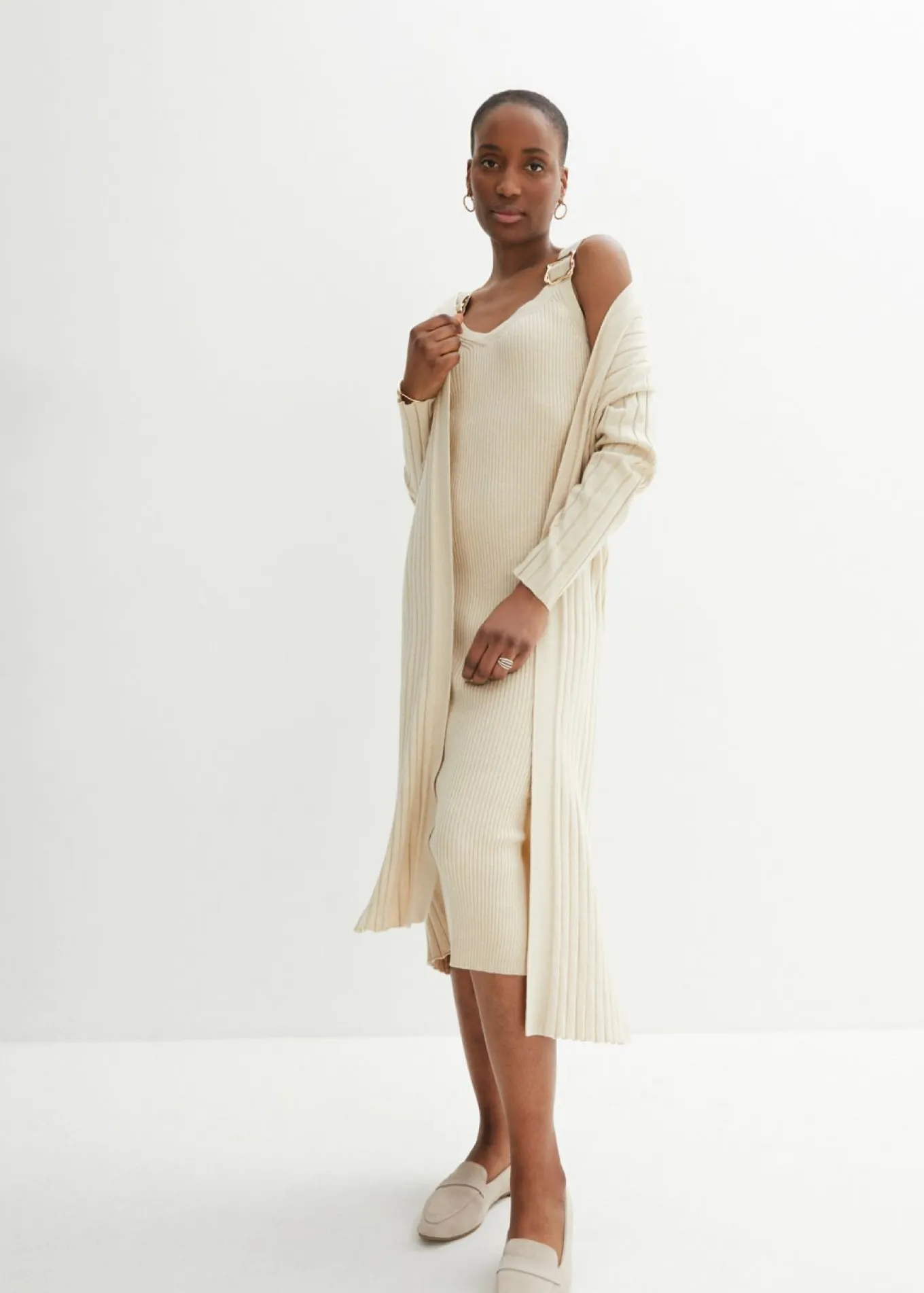 Vestido de punto con seda
