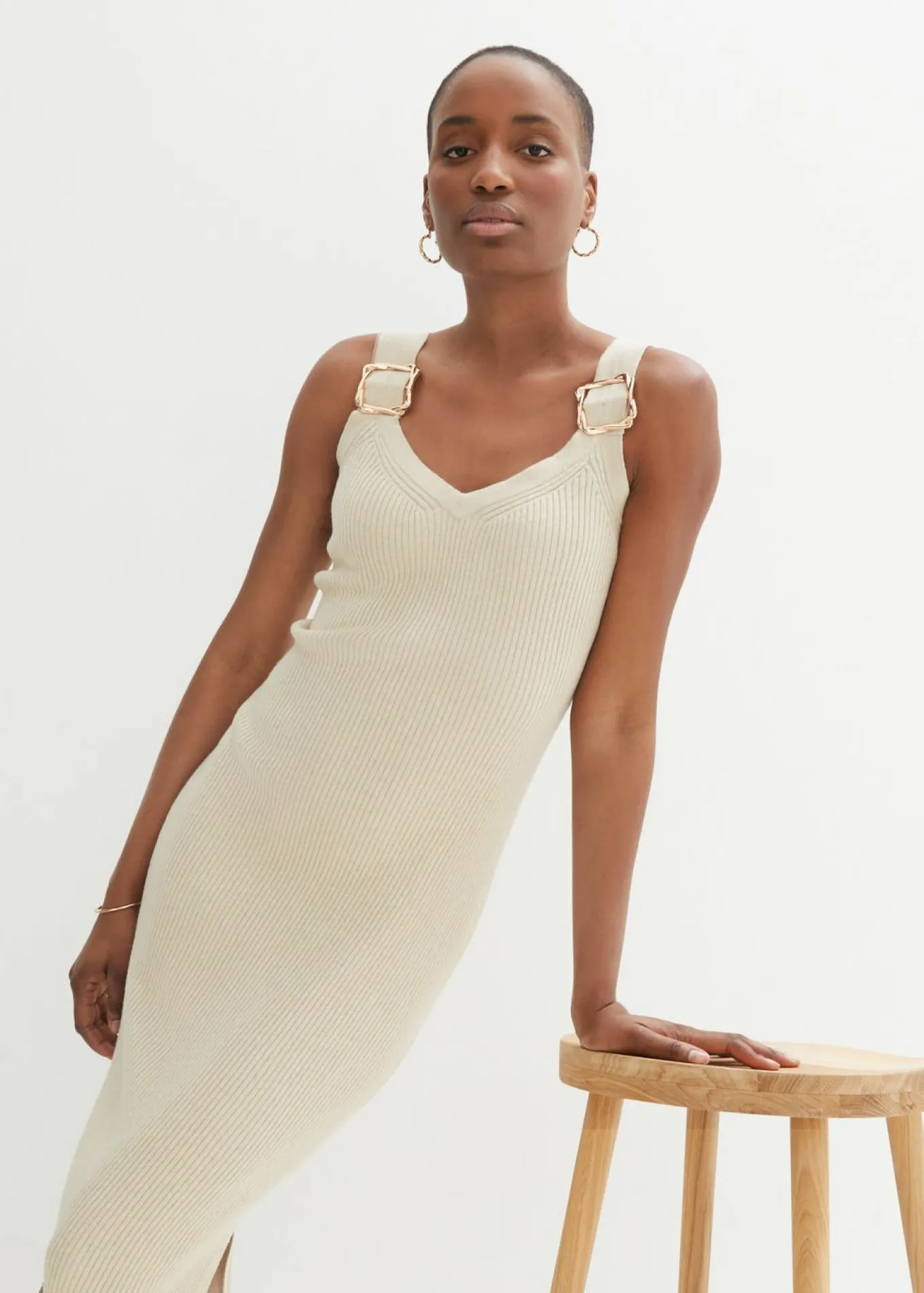 Vestido de punto con seda