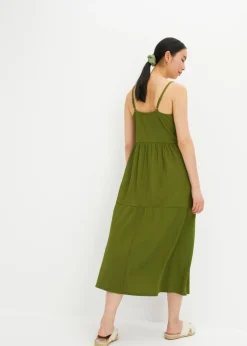 Vestido de punto con volantes y botones decorativos