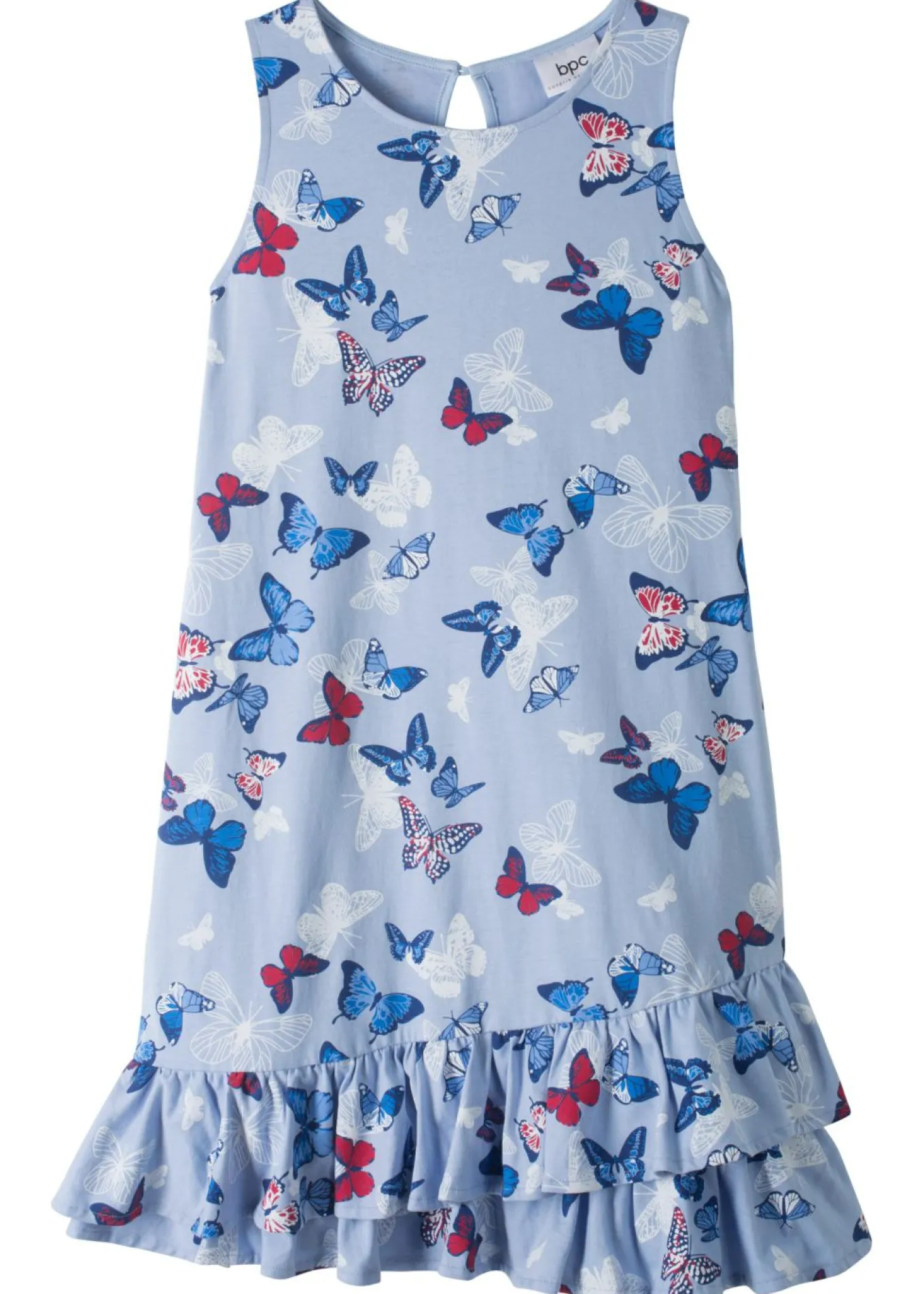Vestido de punto de algodón orgánico puro con volante