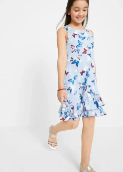 Vestido de punto de algodón orgánico puro con volante