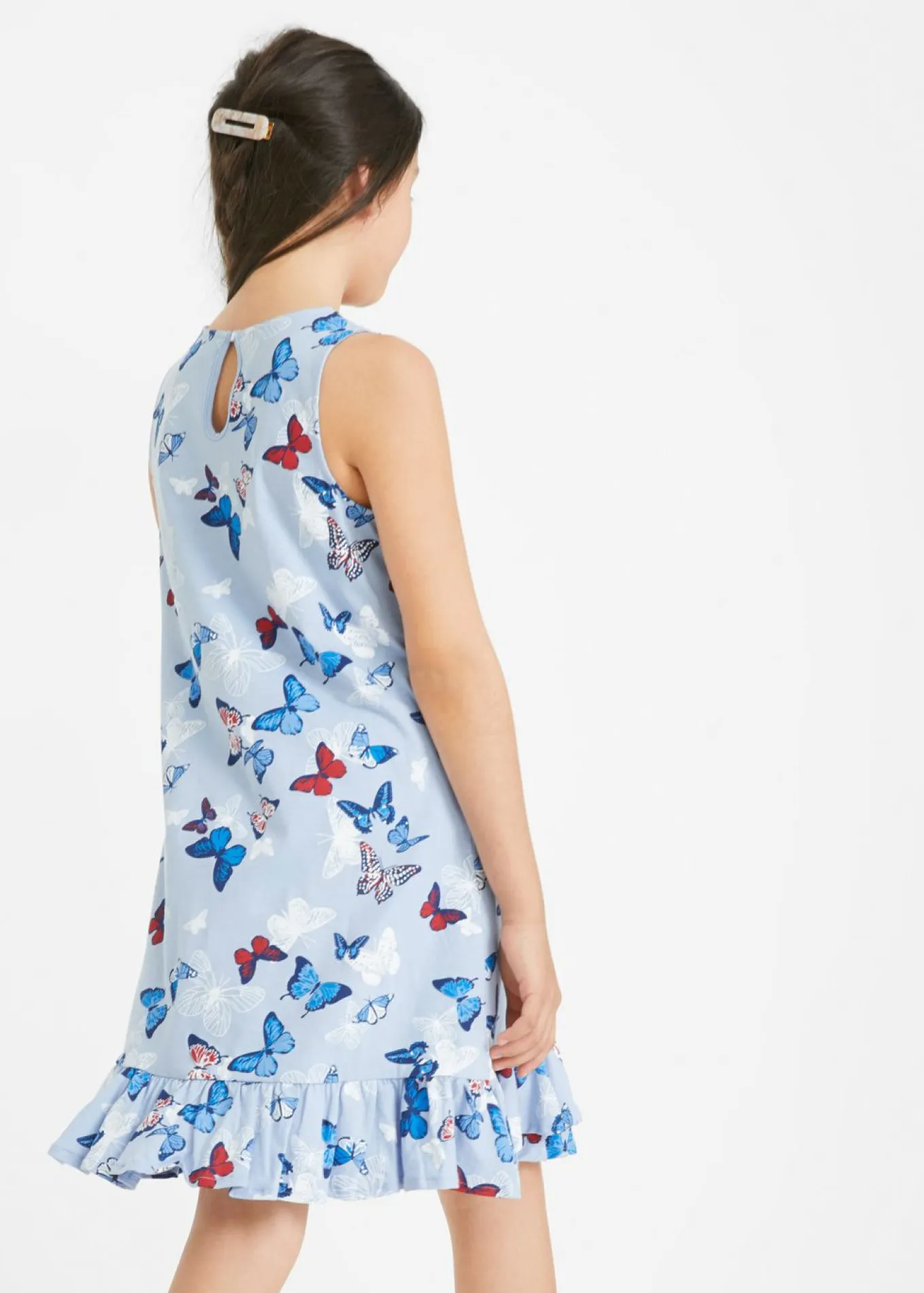 Vestido de punto de algodón orgánico puro con volante
