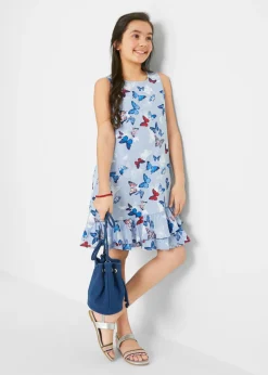 Vestido de punto de algodón orgánico puro con volante
