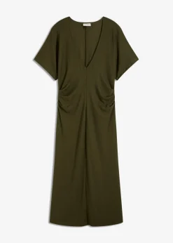 Vestido de punto de canalé con fruncido lateral