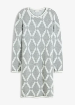 Vestido de punto de hilo metálico con estampado de rombos