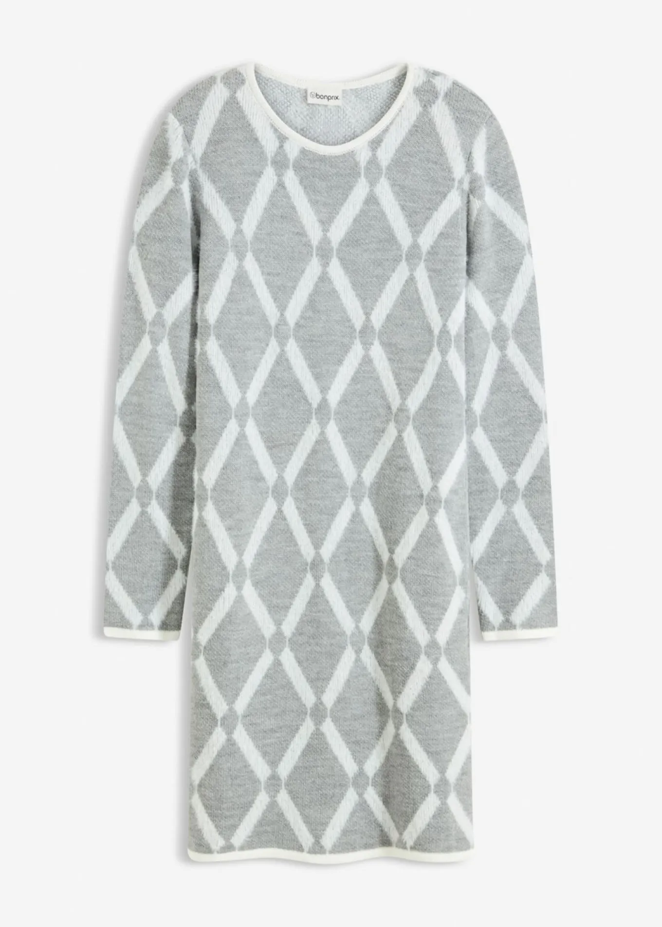 Vestido de punto de hilo metálico con estampado de rombos