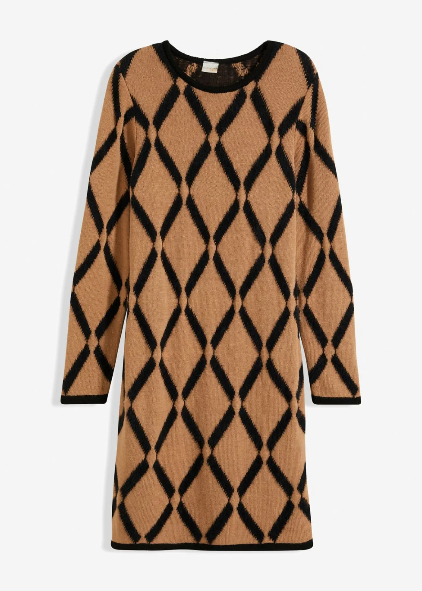 Vestido de punto de hilo metálico con estampado de rombos