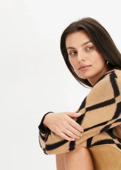 Vestido de punto de hilo metálico con estampado de rombos