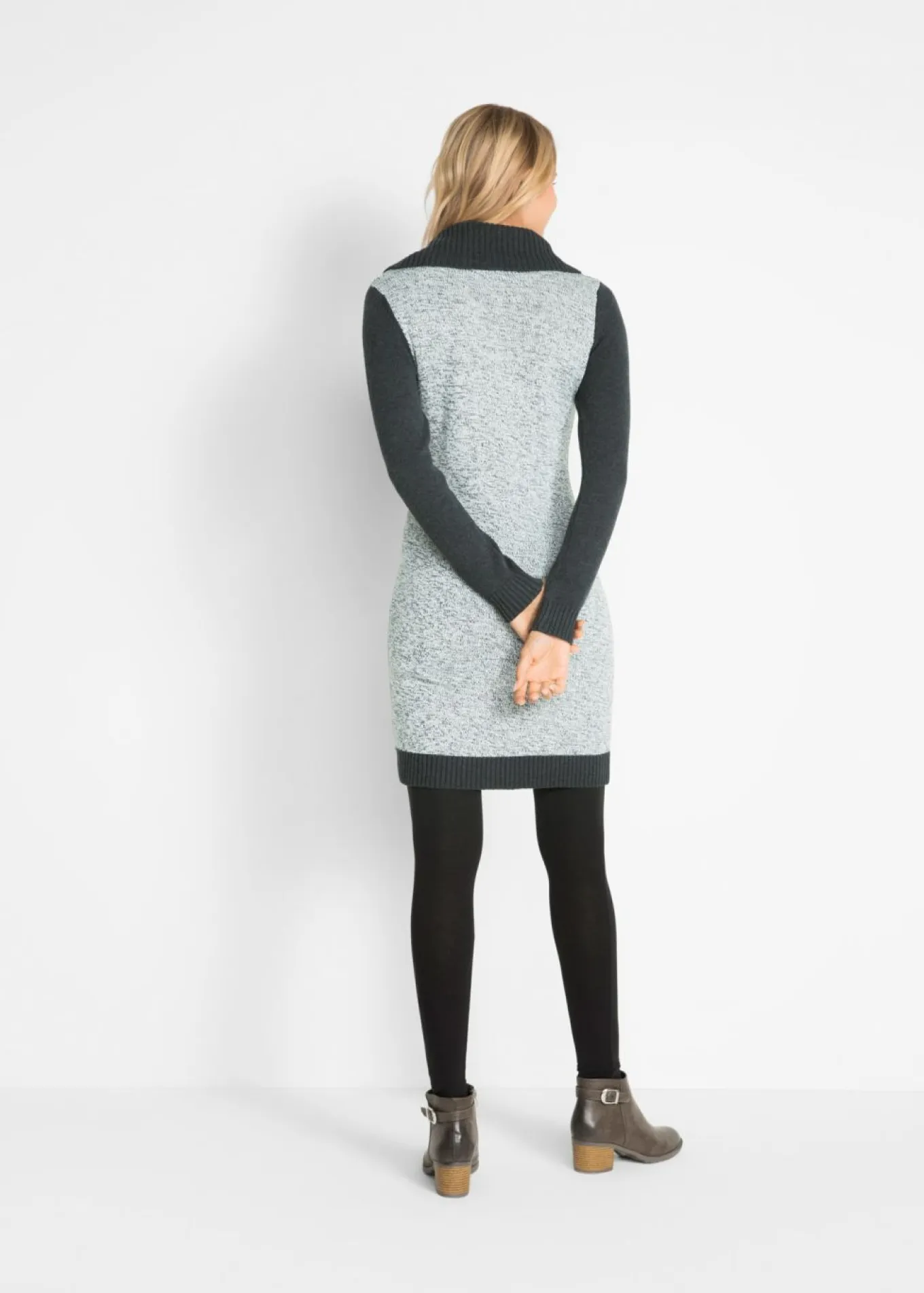 Vestido de punto de manga larga hasta la rodilla