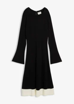 Vestido de punto de mezcla de viscosa con detalles en contraste