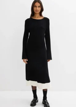 Vestido de punto de mezcla de viscosa con detalles en contraste