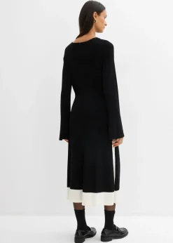 Vestido de punto de mezcla de viscosa con detalles en contraste