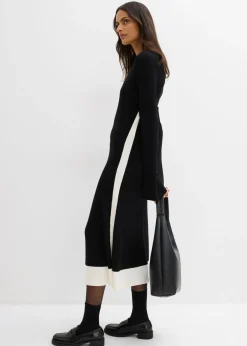 Vestido de punto de mezcla de viscosa con detalles en contraste