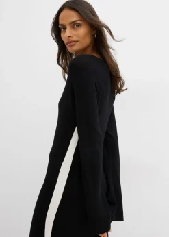 Vestido de punto de mezcla de viscosa con detalles en contraste