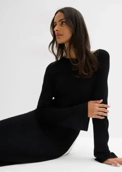 Vestido de punto de mezcla de viscosa con detalles en contraste