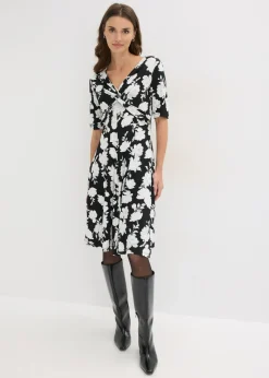 Vestido de punto de mezcla de viscosa con drapeado