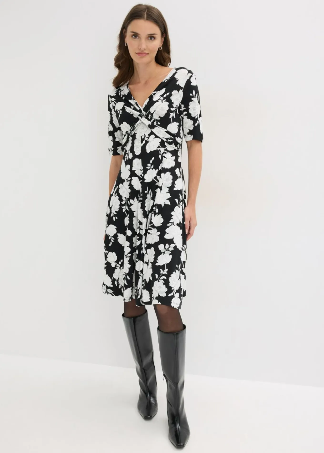 Vestido de punto de mezcla de viscosa con drapeado