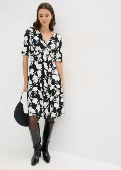 Vestido de punto de mezcla de viscosa con drapeado