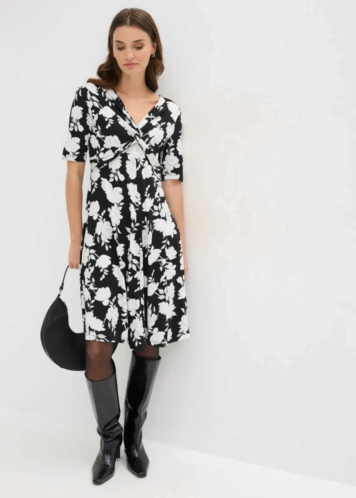 Vestido de punto de mezcla de viscosa con drapeado