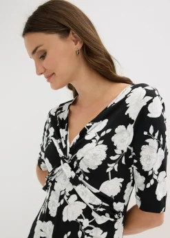 Vestido de punto de mezcla de viscosa con drapeado