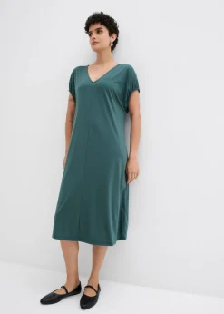 Vestido de punto de mezcla de viscosa con escote en V