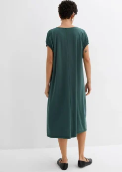 Vestido de punto de mezcla de viscosa con escote en V