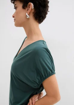 Vestido de punto de mezcla de viscosa con escote en V