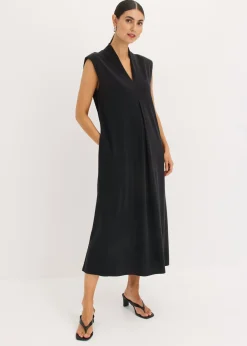 Vestido de punto de piqué de viscosa con hombreras