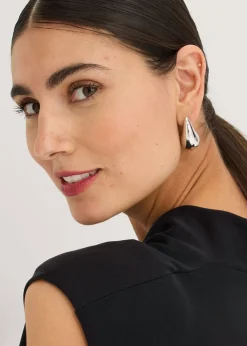 Vestido de punto de piqué de viscosa con hombreras