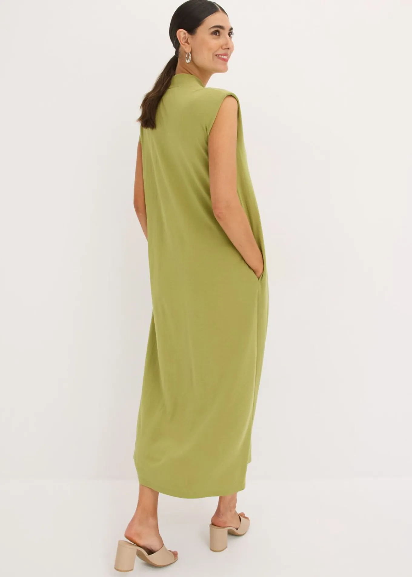 Vestido de punto de piqué de viscosa con hombreras