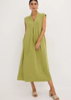 Vestido de punto de piqué de viscosa con hombreras