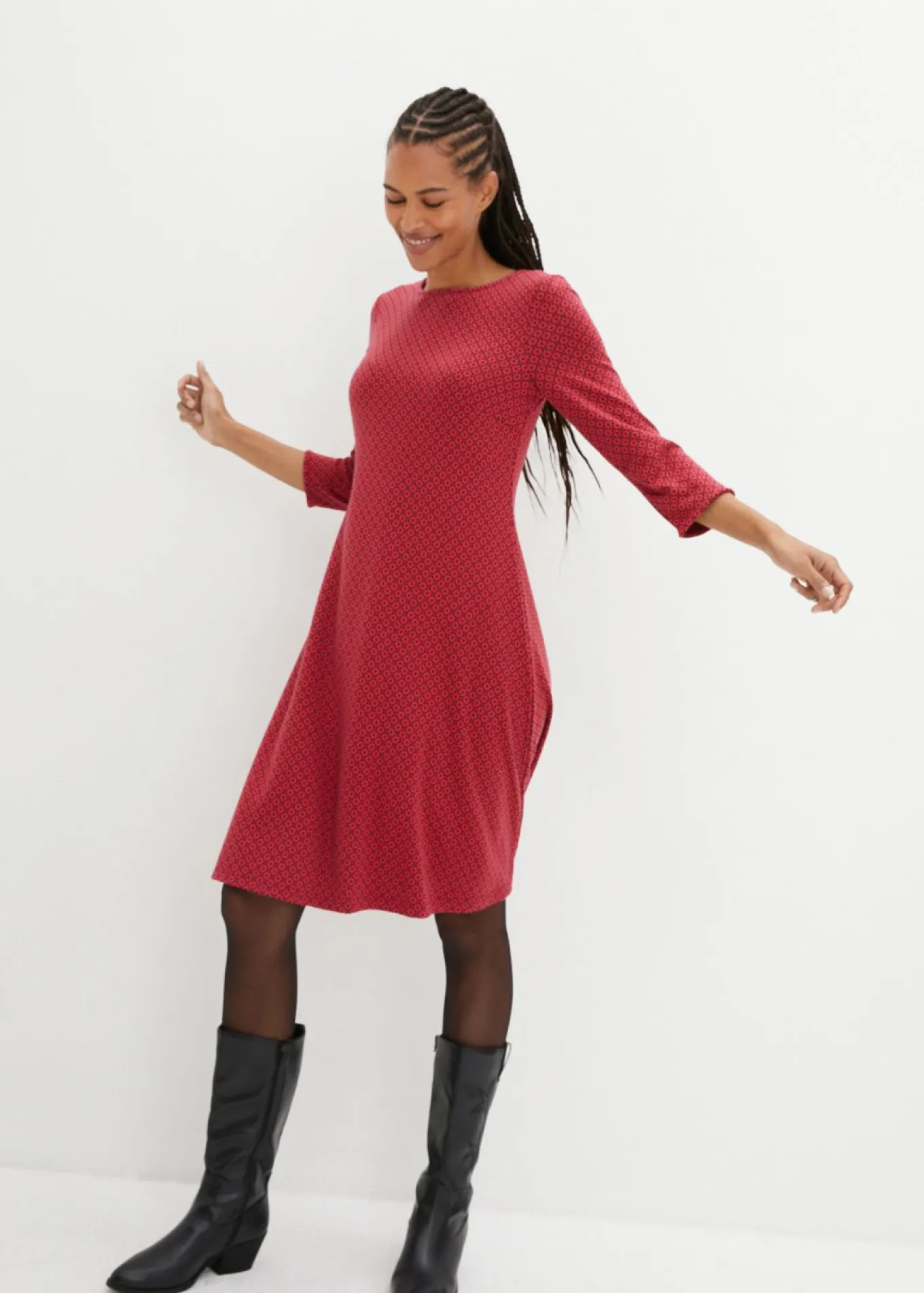 Vestido de Punto di Roma en mezcla de viscosa con estampado jacquard