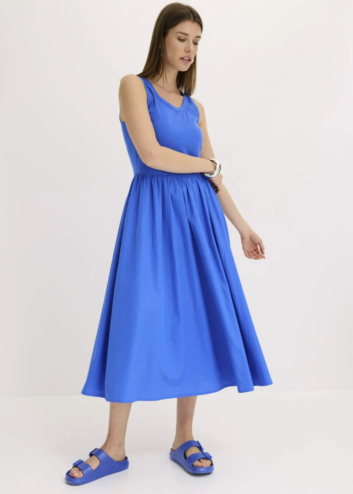 Vestido de punto en mezcla de materiales