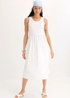 Vestido de punto en mezcla de materiales