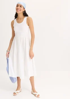 Vestido de punto en mezcla de materiales