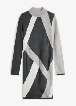 Vestido de punto jacquard con rayas modernas