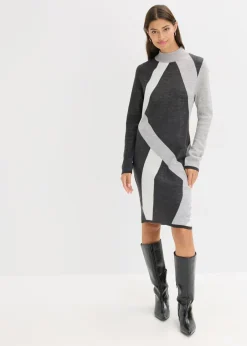 Vestido de punto jacquard con rayas modernas
