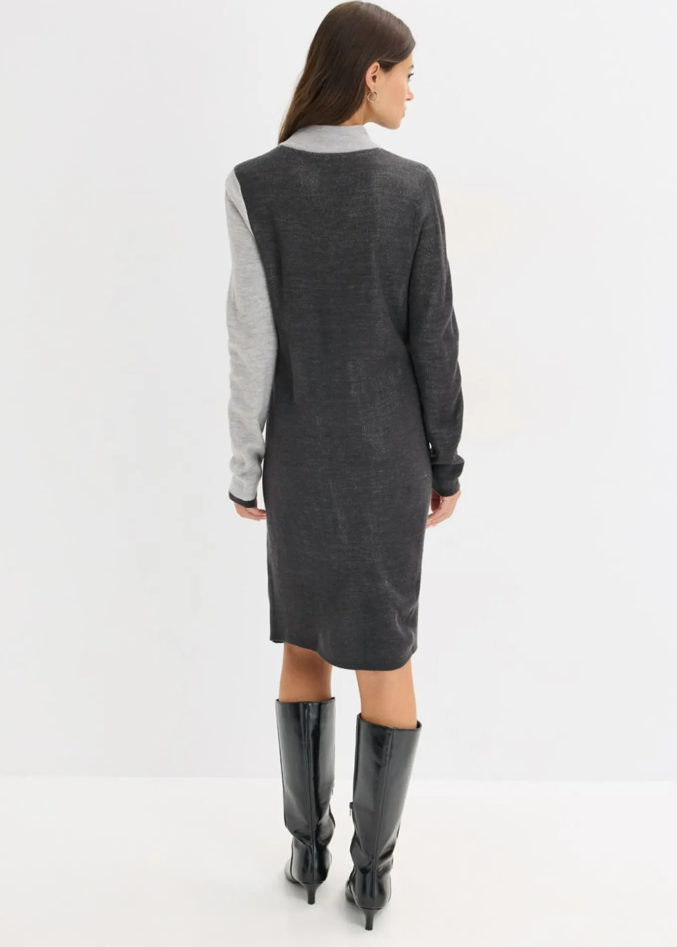 Vestido de punto jacquard con rayas modernas