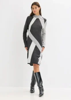 Vestido de punto jacquard con rayas modernas