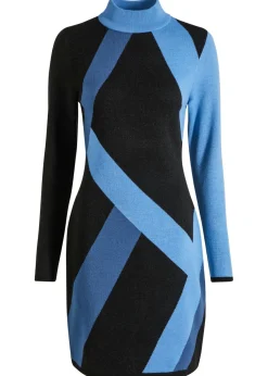 Vestido de punto jacquard con rayas modernas