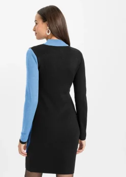 Vestido de punto jacquard con rayas modernas