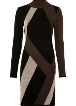 Vestido de punto jacquard con rayas modernas