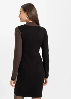 Vestido de punto jacquard con rayas modernas