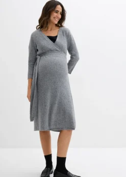 Vestido de punto suave para el embarazo y la lactancia con mangas 3/4