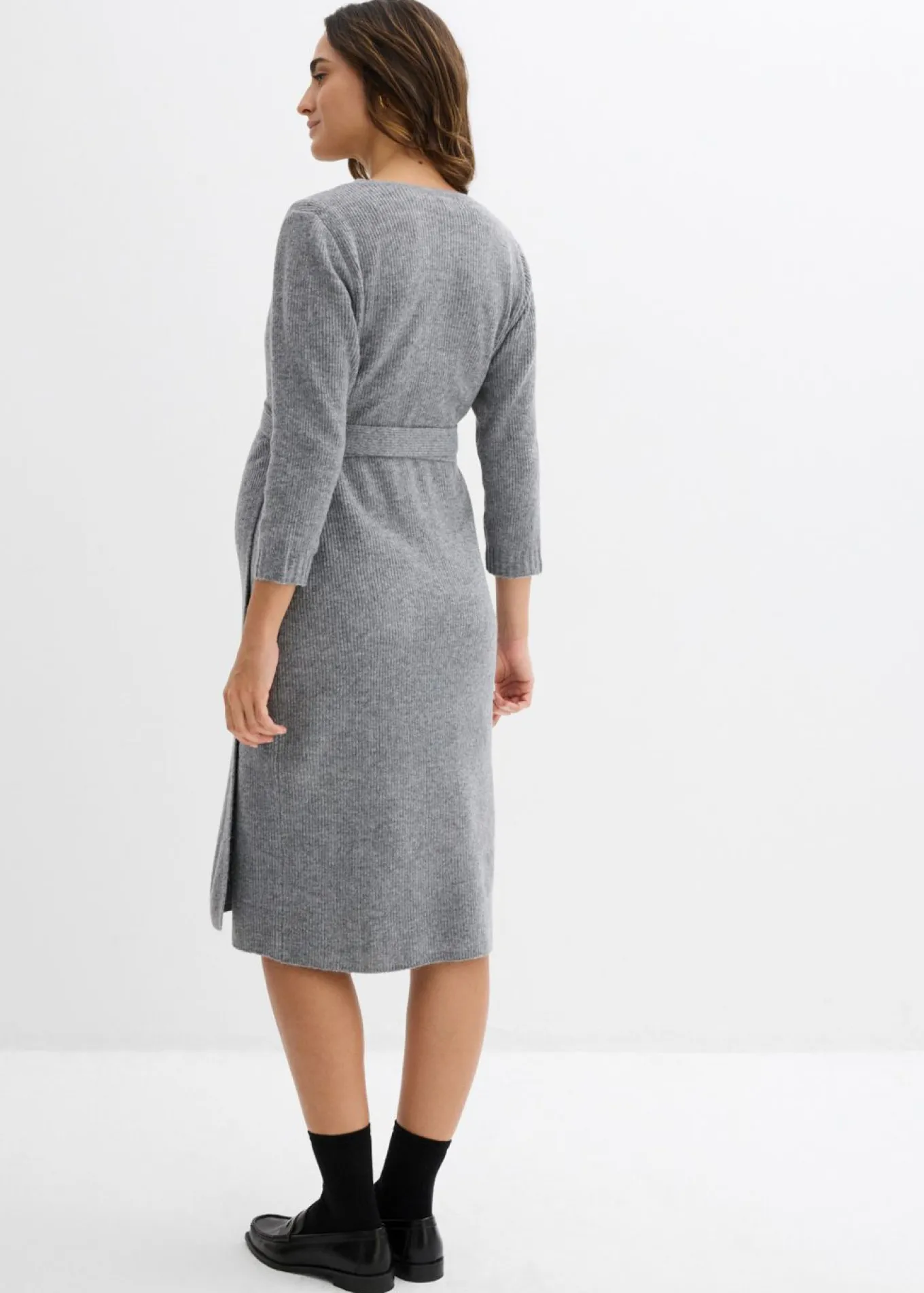 Vestido de punto suave para el embarazo y la lactancia con mangas 3/4