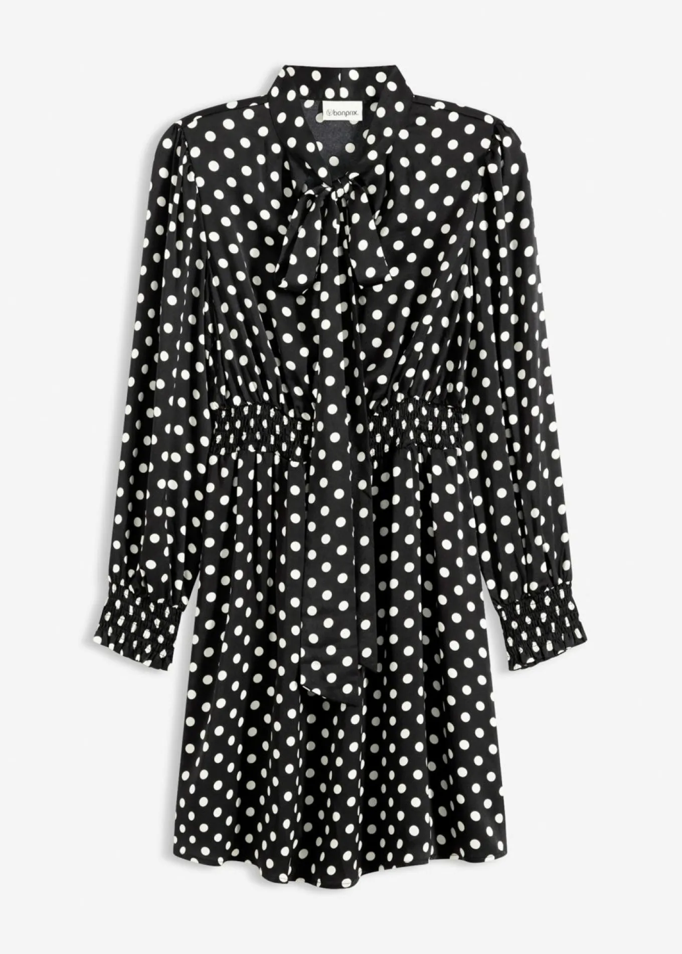 Vestido de satén fluido con lazo en el cuello
