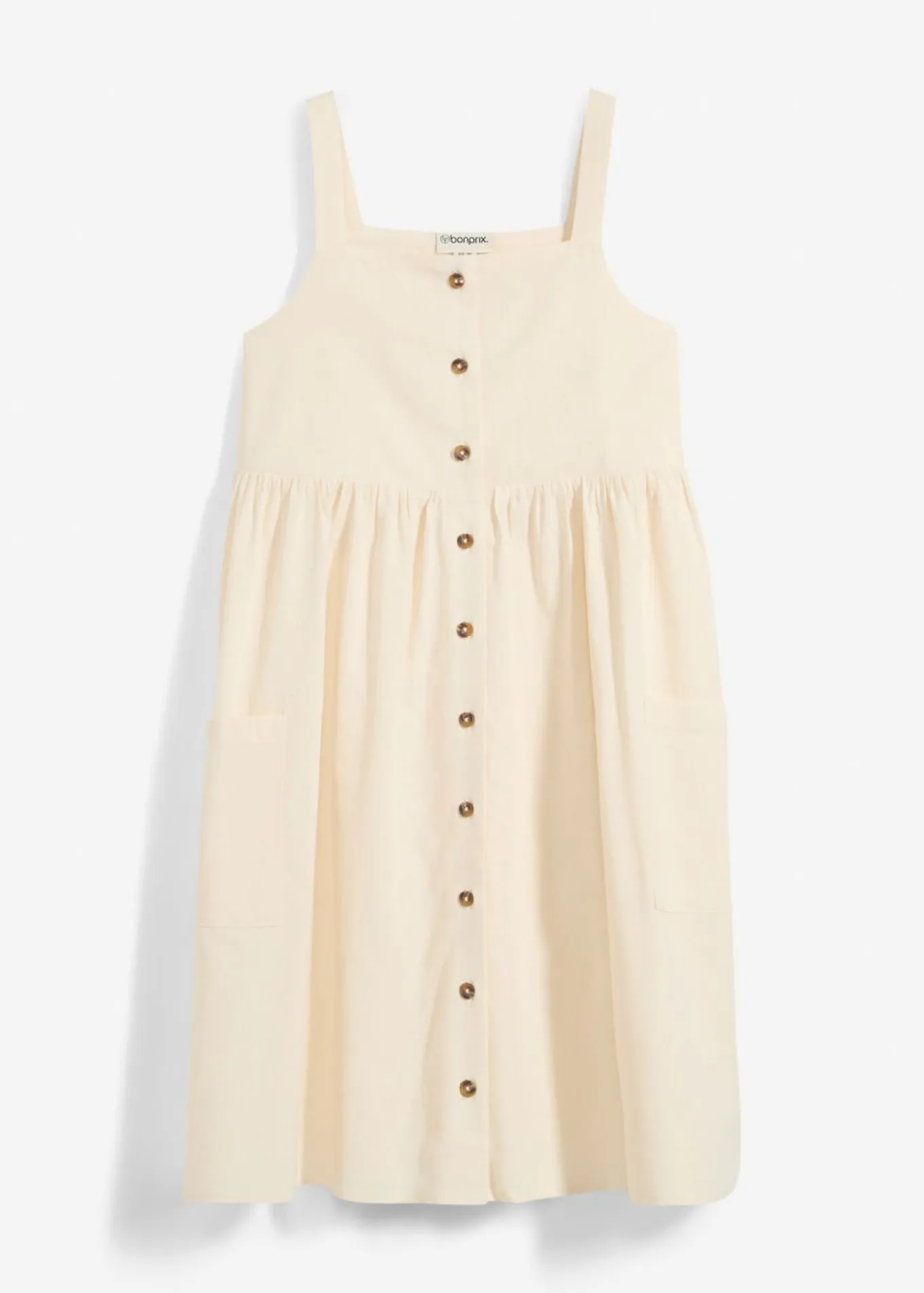 Vestido de tirantes de mezcla de lino transpirable