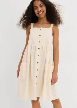 Vestido de tirantes de mezcla de lino transpirable